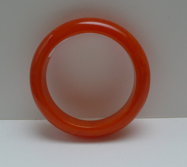Bakelite Chunky Bright Orange Marbled Bangle