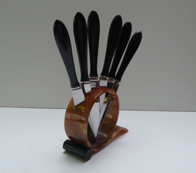 Bakelite Deco Knives and Stand