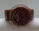 Bakelite Hinged Mayan Head Bangle