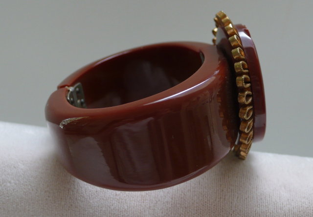 Bakelite Hinged Mayan Head Bangle