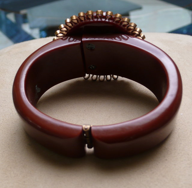 Bakelite Hinged Mayan Head Bangle
