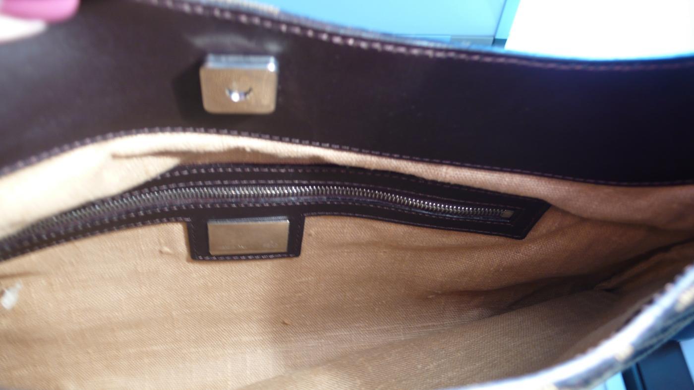 Fendi Cloth, Leather, Wood Shoulder Bag
