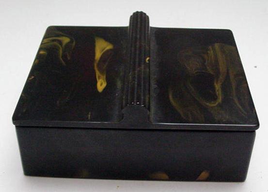 Bakelite Dark Dark Green and Yellow Marbelized