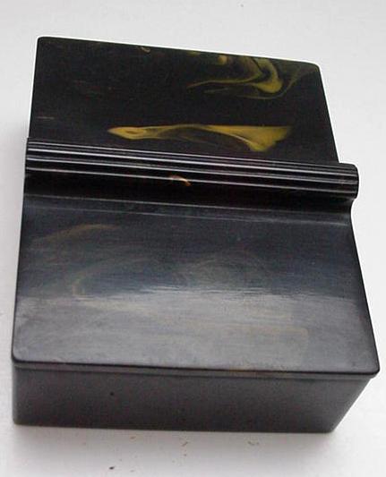 Bakelite Dark Dark Green and Yellow Marbelized