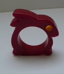 Bakelite Red Bunny Napkin Ring & Eye