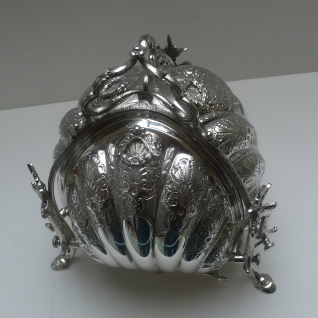 Victorian Silverplate 3 Sided Biscuit Box