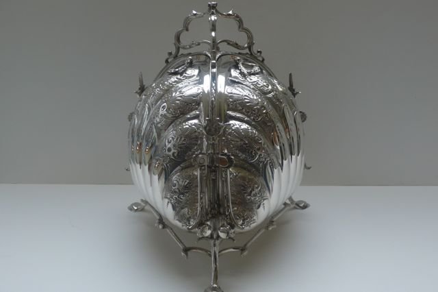Victorian Silverplate 3 Sided Biscuit Box