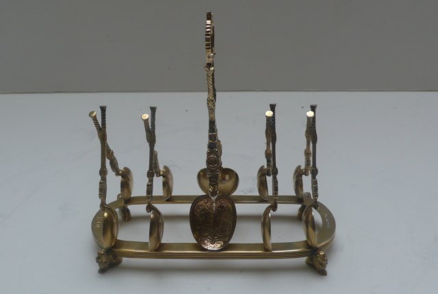 Sterling Gilded Coronation Spoon Toast Rack