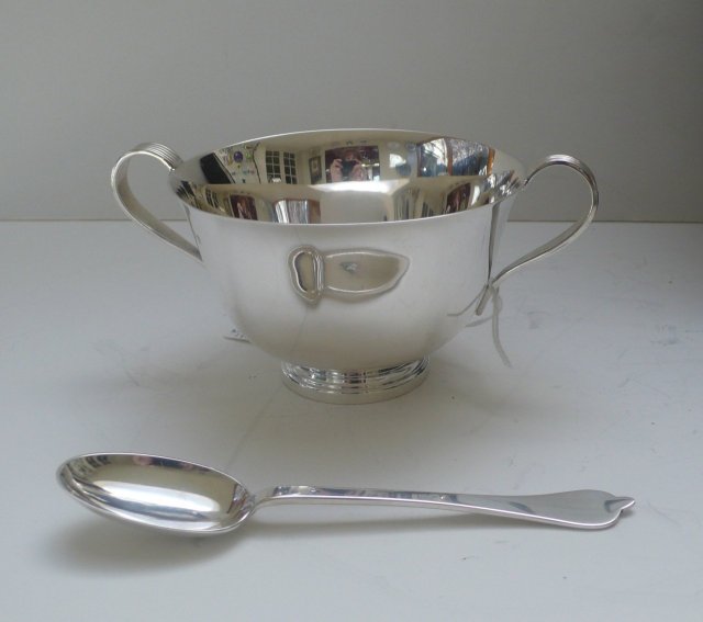 English Sterling Boxed Bowl & Spoon
