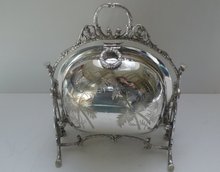 Victorian Silver Plate Thistle Design Biscuit Box