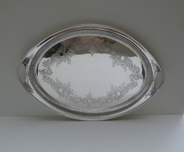 English Antique Sterling Silver Tray
