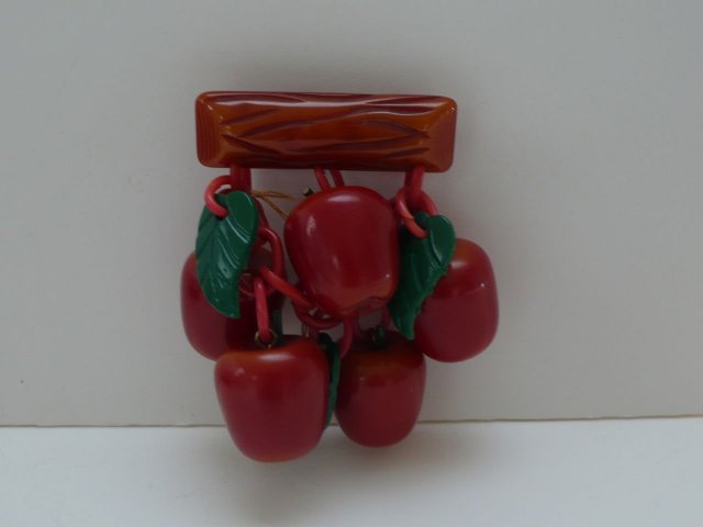 Bakelite Vintage Apples Brooch