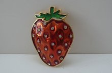 Butler & Wilson Enamel Rhinestone Strawberry