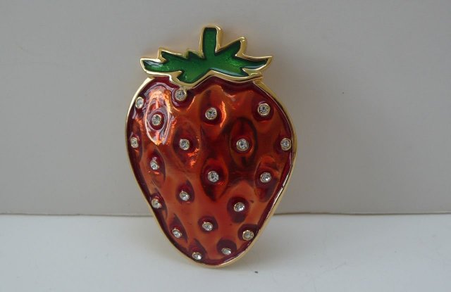 Butler & Wilson Enamel Rhinestone Strawberry