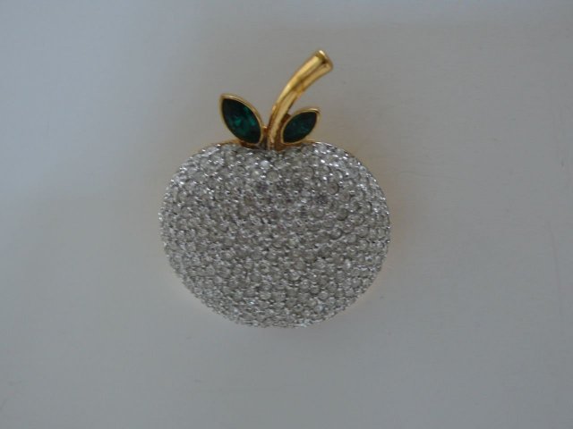 Butler & Wilson Rhinestone Apple Brooch