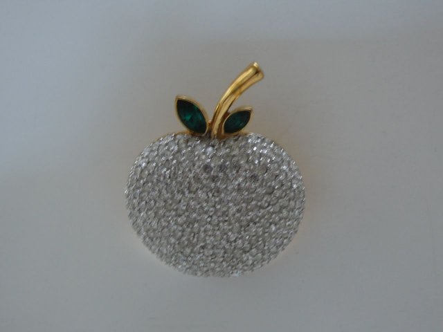 Butler & Wilson Rhinestone Apple Brooch