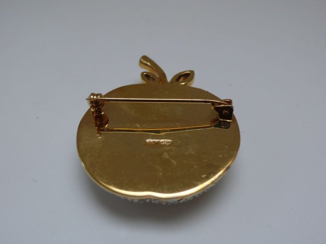 Butler & Wilson Rhinestone Apple Brooch
