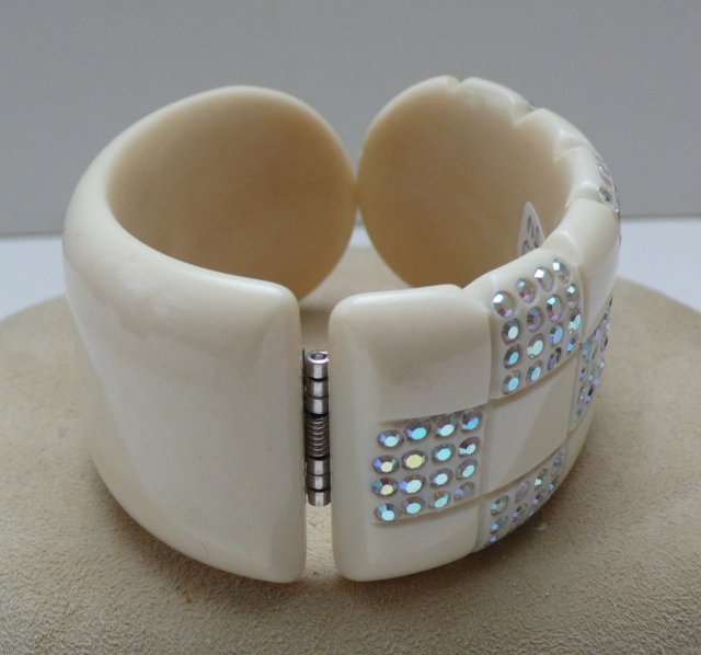 Lucite Checkerboard Hinged Rhinestone
