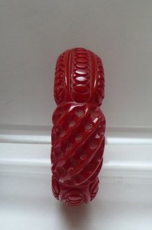 Bakelite Carved Chunky Red Bangle
