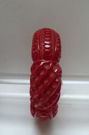 Bakelite Carved Chunky Red Bangle