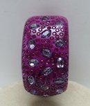 Lucite Fuchsia Rhinestone Hinged Bangle