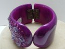 Lucite Fuchsia Rhinestone Hinged Bangle