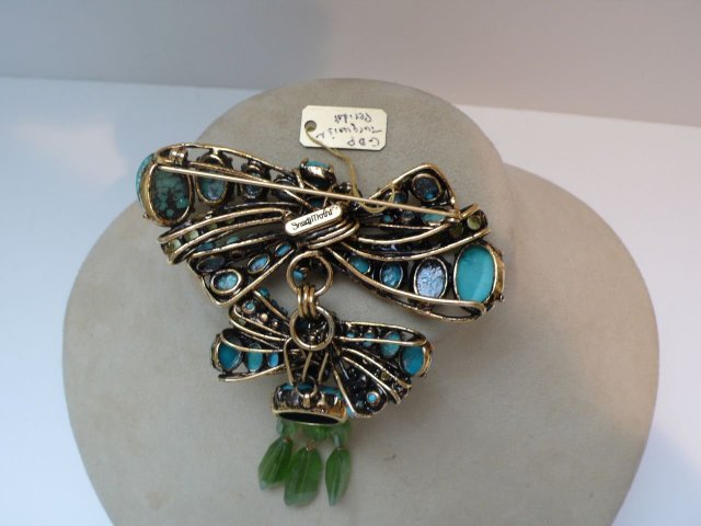 Iradj Moini Turquoise & Peridot Bow Brooch