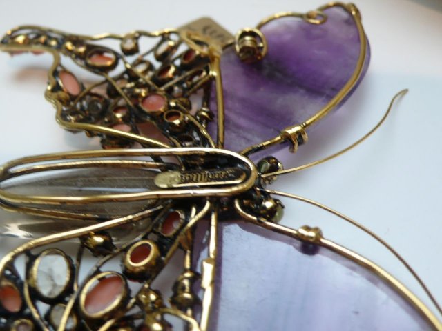 Iradj Moini Amethyst & Coral Butterfly Brooch