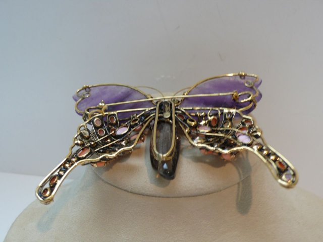 Iradj Moini Amethyst & Coral Butterfly Brooch