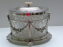 Victorian Silver Plate and Glass Biscuit Box