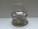 Victorian Silver Plate and Glass Biscuit Box