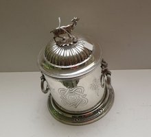 Victorian Silver Plate Biscuit Box/Deer Handle