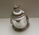 Victorian Silver Plate Biscuit Box/Deer Handle