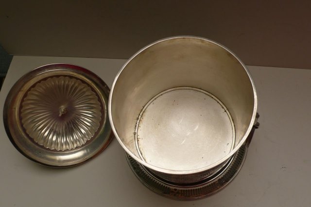 Victorian Silver Plate Biscuit Box/Deer Handle