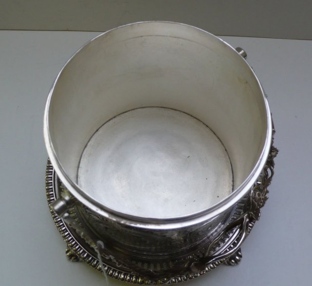 Victorian Silver Plate Round Biscuit Box