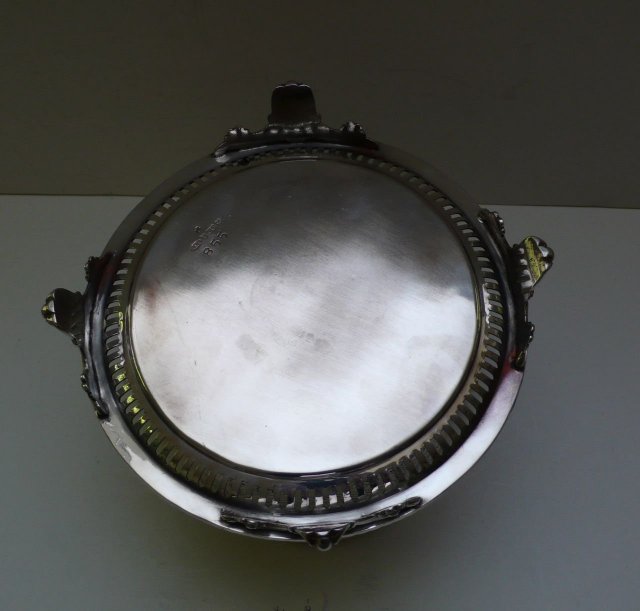 Victorian Silver Plate Round Biscuit Box