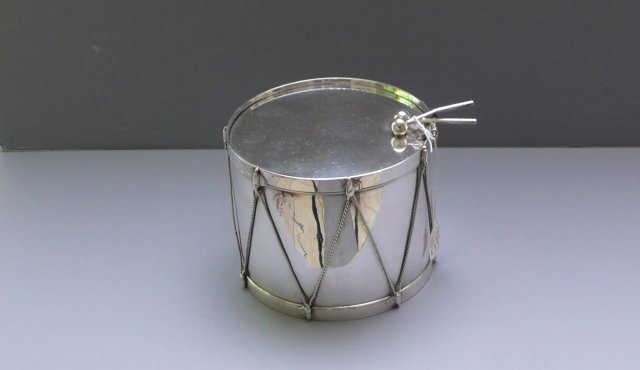 Victorian Silver Plate Drum Biscuit Box