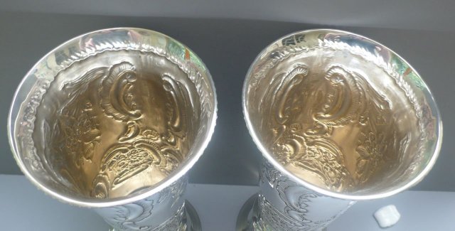 English Silver Plate Large Chased Vases