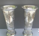 English Silver Plate Large Chased Vases