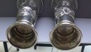 English Silver Plate Large Chased Vases
