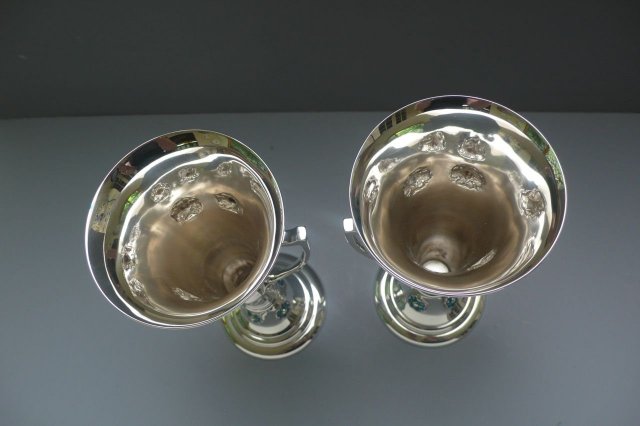 English Sterling Silver / Enamel Vases