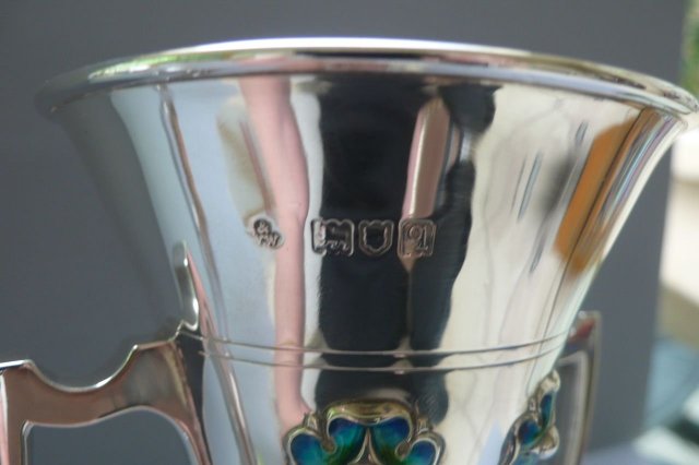 English Sterling Silver / Enamel Vases