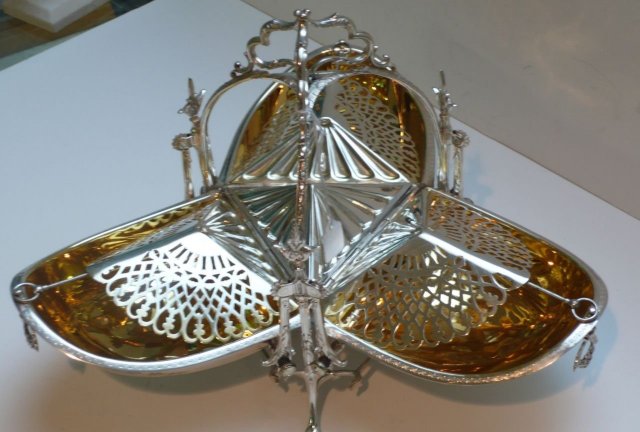 Victorian Silver Plate Chased 3 Way Biscuit Box