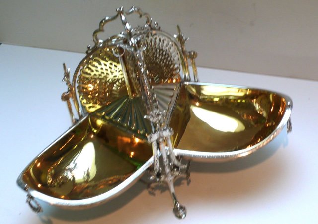 Victorian Silver Plate Chased 3 Way Biscuit Box