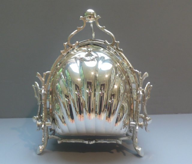 Victorian Silver Plate Triple Biscuit Box