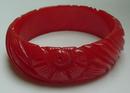 Bakelite Vintage Red Carved Bracelet