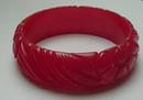 Bakelite Vintage Red Carved Bracelet