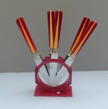 Bakelite Fruit Knives with Stand