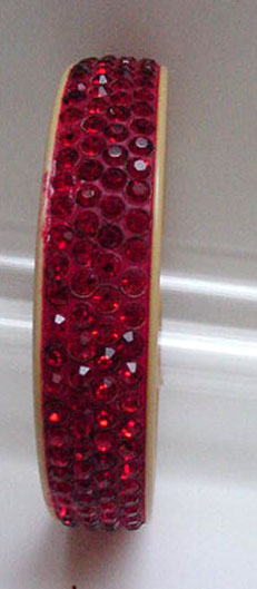 Celluloid Vintage Bangle with Red Rhinestones