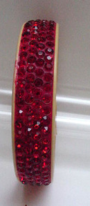 Celluloid Vintage Bangle with Red Rhinestones